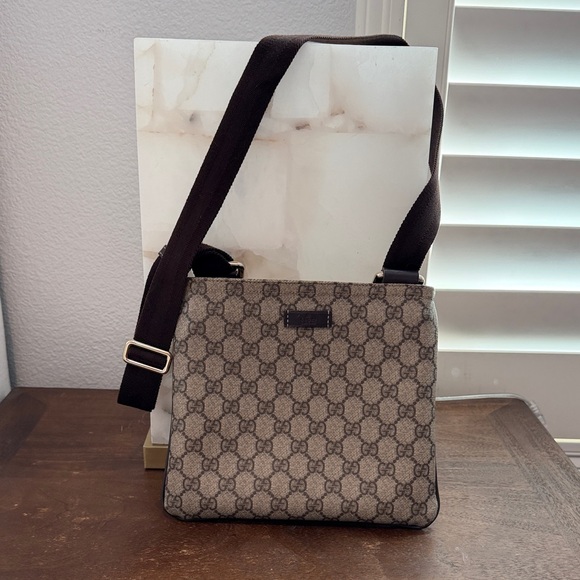 Gucci Handbags - Gucci Brown Logo Messenger Crossbody Bag